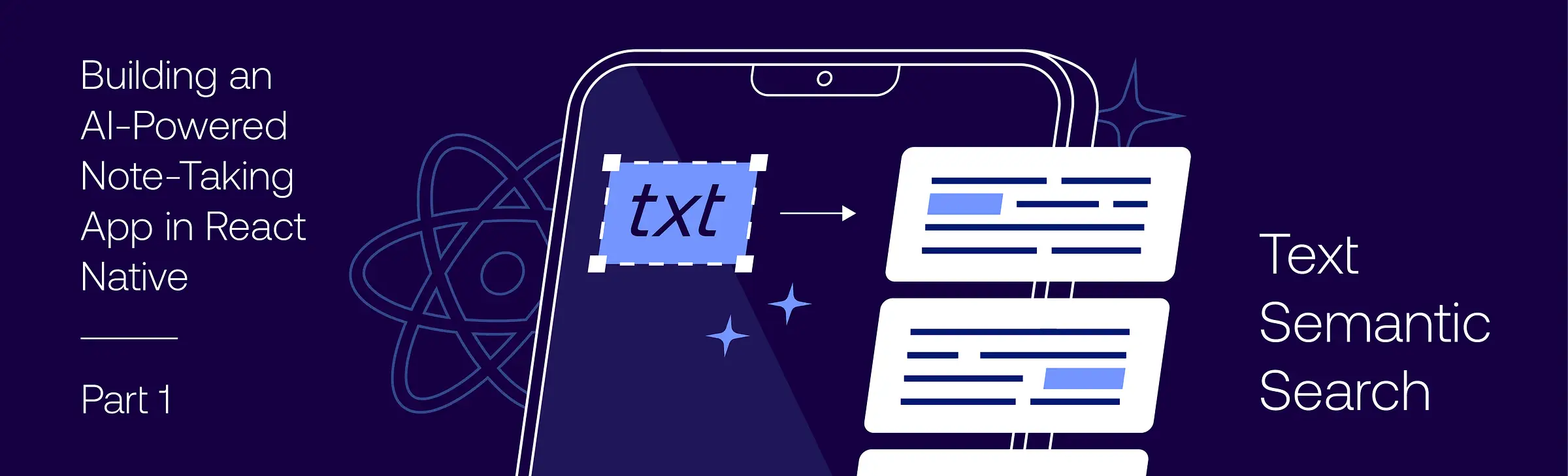Phone screen selecting text and matching it to note cards for text semantic search